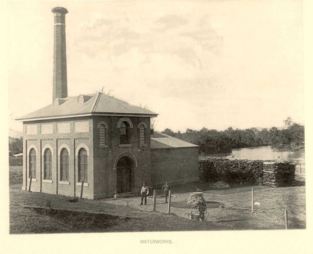 A photo of Albury Pumphouse in 1890, formerly known as the Waterworks.